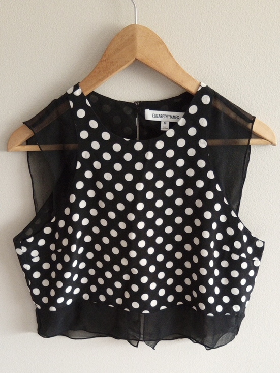 Elizabeth and James Tops - Elizabeth and James Black and White Enino Polka Dot Crop Top Size Medium